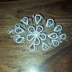 Crystal Embellished Silver Hair Clip